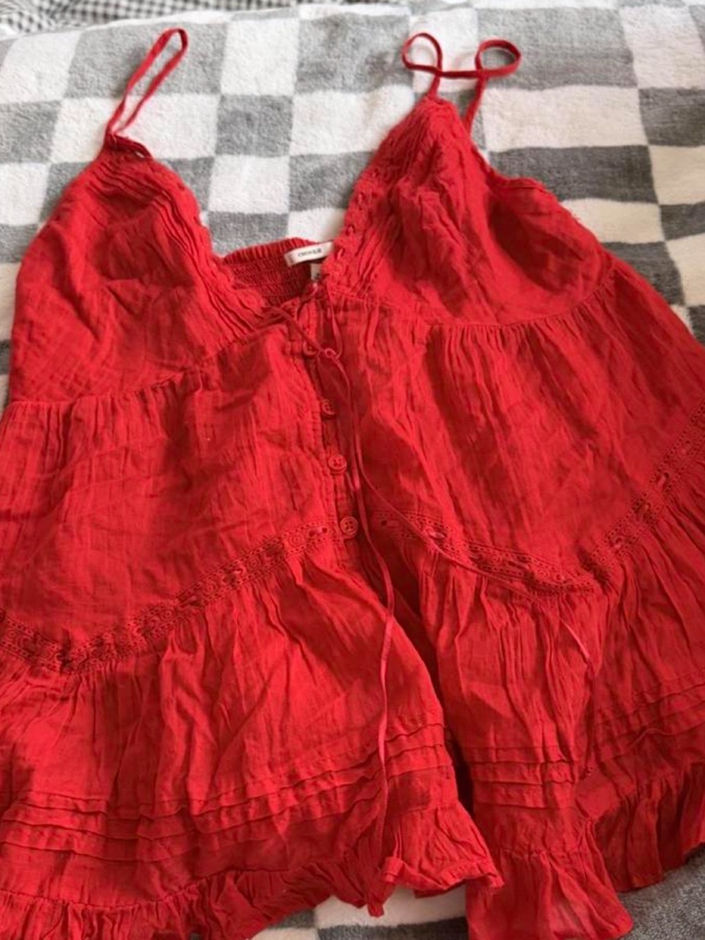 Urban Outfitters Red Button-Front Spaghetti Strap Camisole